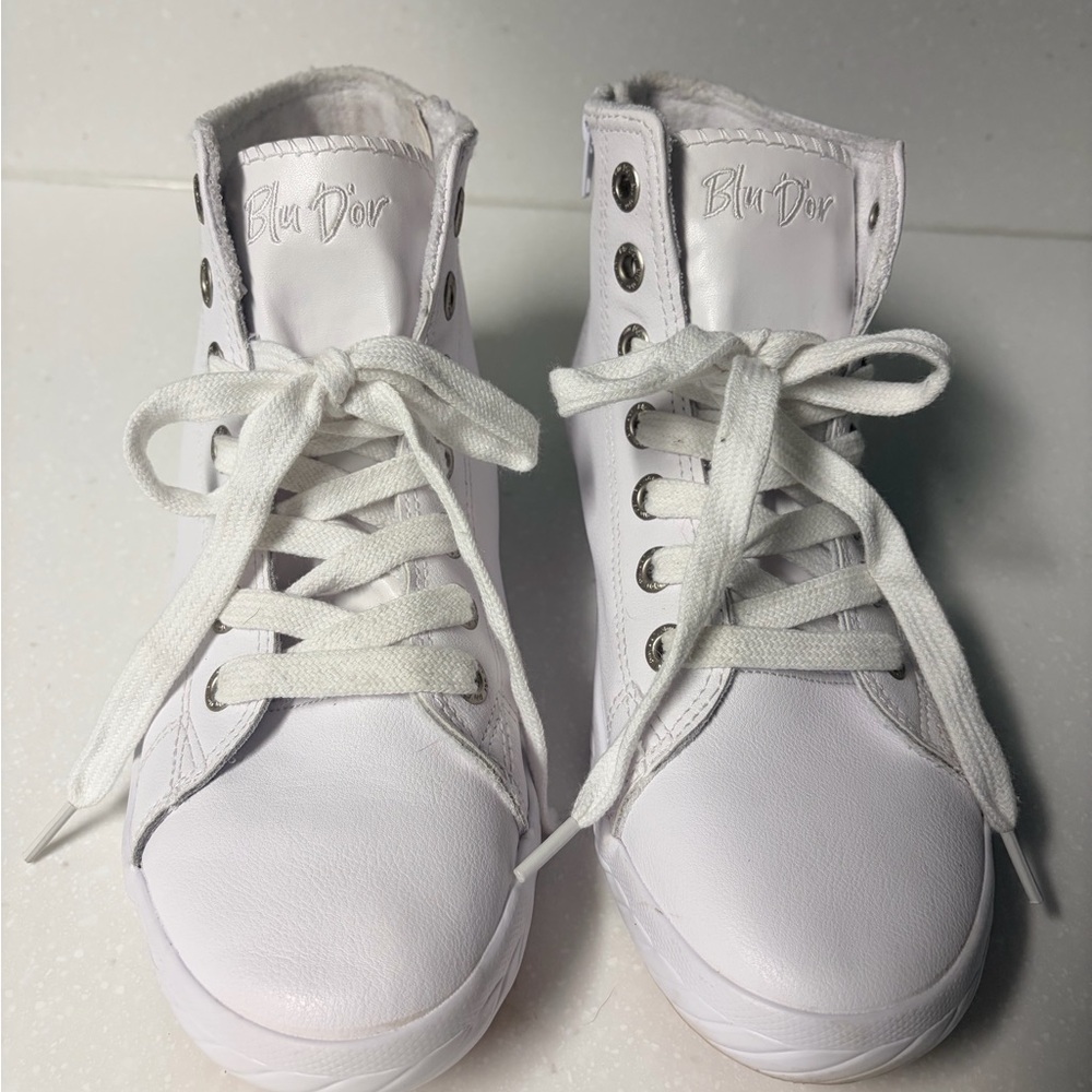 Women's White Leather High-Top Sneakers